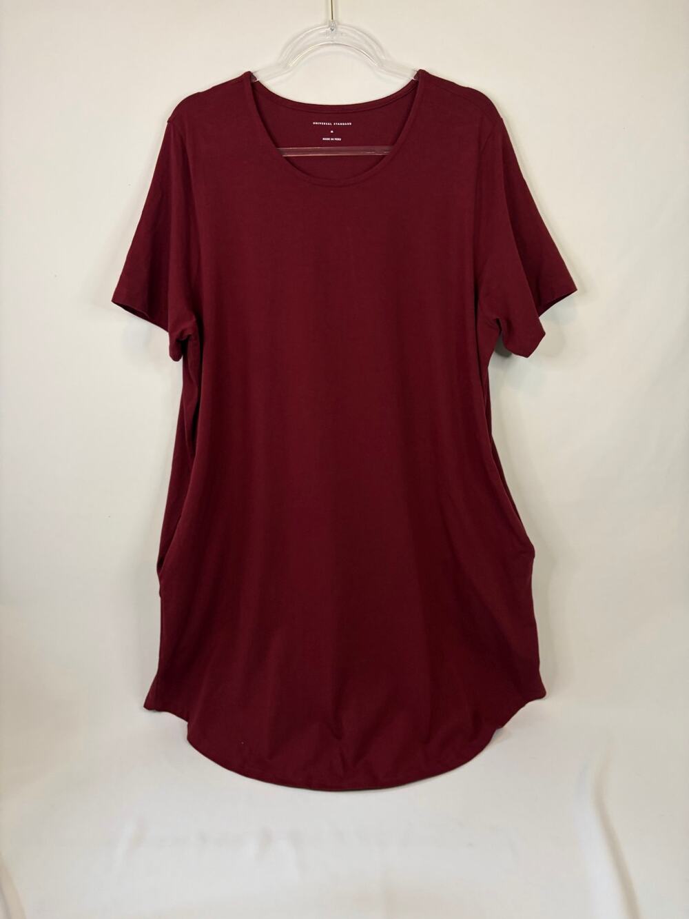 Universal Standard Halie T-shirt Dress Plus Size 2X 18-20 Dark Red w Pockets